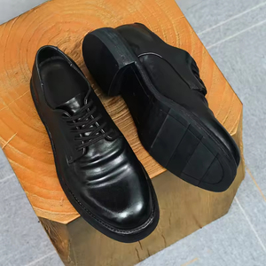 Zapatos Oxford Formales de Negocios para Hombre, de Cuero Genuino con Cordones, Punta Cuadrada, Suela Gruesa, Aumentan la Altura, Antideslizantes, Novedad 2025 - Product Image 3