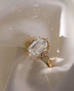 Anello con Diamante Coltivato Taglio Smeraldo Filigrana Stile <span class=keywords><strong>Palazzo</strong></span> Vendita Diretta dalla Fabbrica Oro 18K Incastonatura Pesante Certificato IGI Retrò Lussuoso - Product Image 4