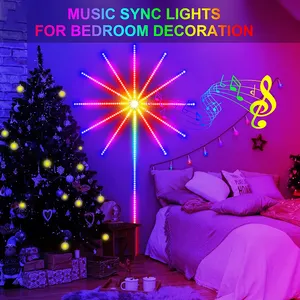 Factory Price LED Fireworks Strip Light RGBIC 5V Sound Recognize Music Rhythm Activated Digital IC Control House Party Decor