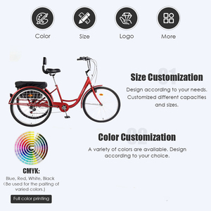 Triciclo a 3 <span class=keywords><strong>ruote</strong></span> in acciaio ad alto tenore di carbonio da 26 pollici, bici da carico per adulti - Product Image 2