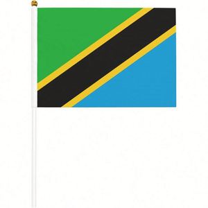 Polyester Tanzania Tanzanian No Color Different Back and Front Small Hand Held Fluttering <b>Flags</b> for National Events Decoration - Product Image 2