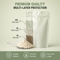 Sachets personnalisés pour poudre protéinée, emballage plastique, pochettes verticales refermables, sacs étanches en polyéthylène avec fermeture éclair