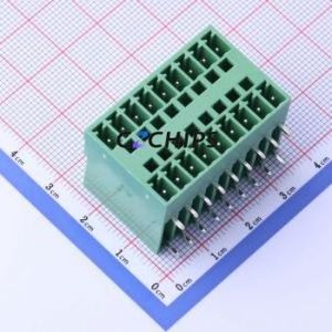 DB2ERH-3.81-2*9P-GN Plug-in Terminal Block Bent Lead Through Hole,P=3.81mm Board-to-Board / Socket - Closed 2x9P 3.81mm Green - Product Image 1