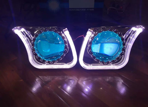 2022 Mẫu Mới 3.0 Mắt Quỷ Đôi LED 95Mm Răng Xanh Dương RGB Mắt Quỷ Cho H7 H4 H11 9005 9006 9012 HB4 Đèn Pha Ô Tô - Product Image 5