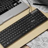 Nuevo Teclado de Computadora con Cable, Conexión USB, Teclas de Perfil Bajo, Resistente al Agua y a Derrames, para PC, Laptop y Oficina