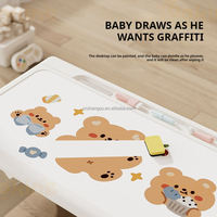 Ensemble table et chaise d'étude en plastique pour enfants VSUCH, motif ours de dessin animé, bureau de rangement, table d'activités et de jeu pour tout-petits, pour la maison et la crèche