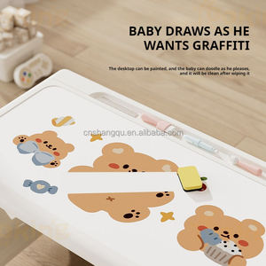 Ensemble table et chaise d'étude <span class=keywords><strong>en</strong></span> plastique pour enfants VSUCH, motif ours de dessin animé, bureau de rangement, table d'activités et de jeu pour tout-petits, pour la maison et la crèche - Product Image 4