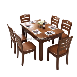 Juego de Mesa de Comedor de Madera Maciza Barata <span class=keywords><strong>al</strong></span> por Mayor con 6 Sillas |   Muebles de Cocina Rectangulares Modernos y Sencillos para el Comedor del Hogar - Product Image 1