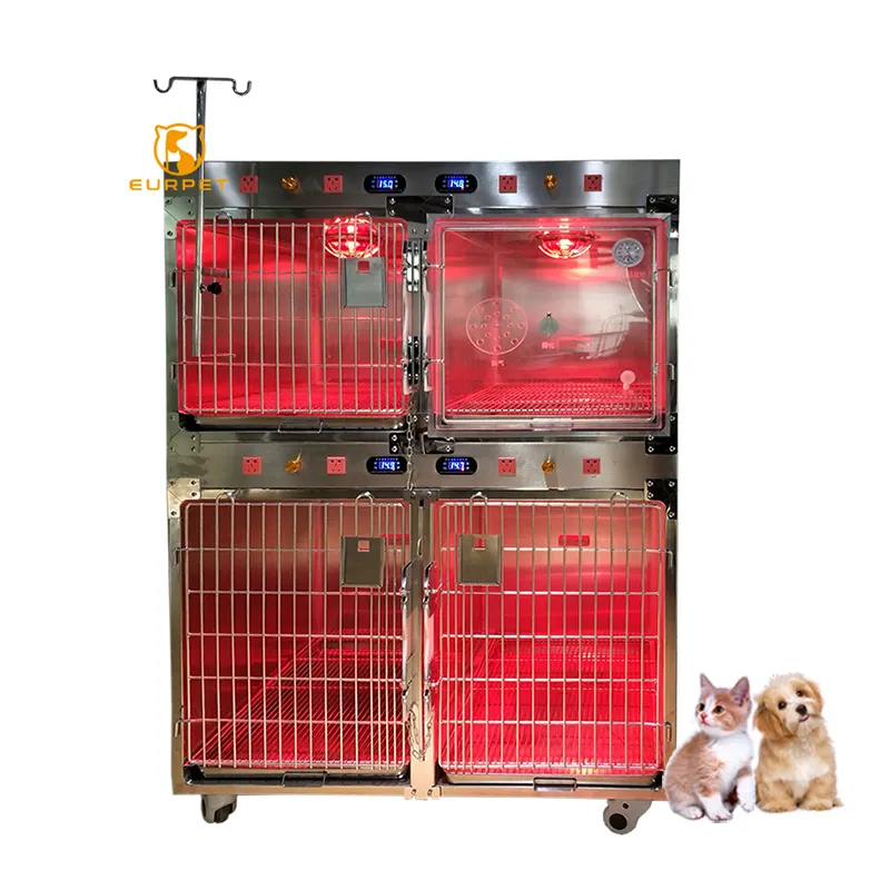 EURPET Professional Veterinary Equipment Production Animal use 304 stainless steel Kennel Dog veterinary ICU cage