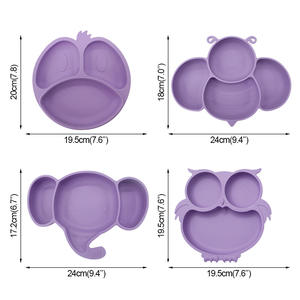 Assiette pour enfants en silicone de qualité alimentaire compartimentée en forme de hibou : Assiette pour tout-petits mignonne et antidérapante pour l'alimentation quotidienne du bébé et les repas à la maison - Product Image 3