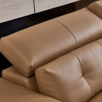 Canapé modulaire sectionnel convertible de luxe moderne orange en cuir véritable ou simili cuir, design confortable en éponge, idéal pour villa
