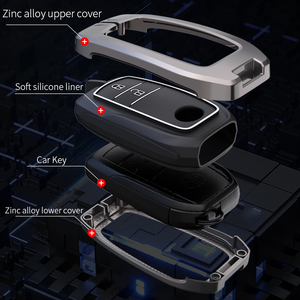 Vỏ bọc chìa khóa xe bằng hợp kim kẽm và da dành cho <span class=keywords><strong>Toyota</strong></span> Camry Corolla RAV4 CHR Avalon Innova Tacoma <span class=keywords><strong>Hilux</strong></span> Revo - Product Image 6