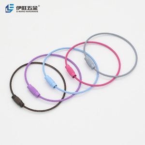 YIWANG Colorful Coated 150MM Stainless Steel Screw Lock Wire Rope Cable Keychain <b>Loops</b> - Product Image 2