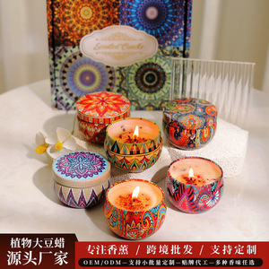 Scented Candles Round Bohemian Style Dried Flower Fragrance Soy Wax Gift Set for Home Decor - Product Image 5