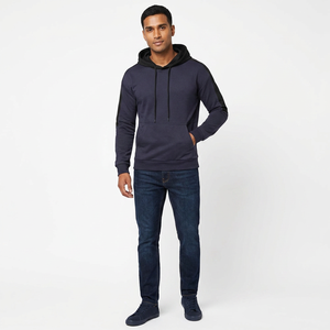 High Quality 100% Cotton Plus Size Breathable <b>Fleece</b> Pullover Hoodie for <b>Men</b> Solid Color Custom Design - Product Image 1