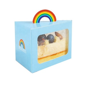 Customized Color Portable Takeout Triangle Cake <b>Boxes</b> With Transparent Window - Product Image 3