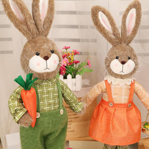 Conejito de Pascua de Patas Largas, Estirable, Vestido, Muñecos de Conejo a Cuadros, Adorno Decorativo para Fiestas de Pascua en Casa - Product Image 5