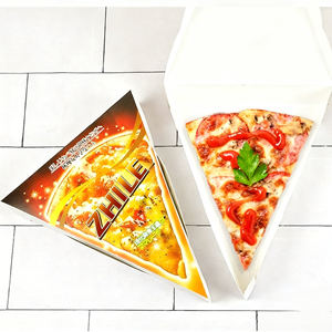 Caja de Papel para <span class=keywords><strong>Pizza</strong></span> Triangular Mini Personalizada de Alta Calidad, Caja de Cartón Individual con Impresión Personalizada, Papel Recubierto para Envasado de Alimentos - Product Image 5