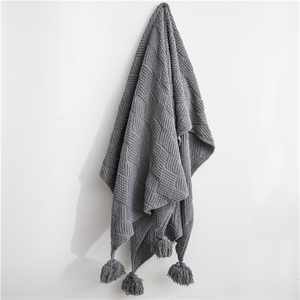 100% Polyester <strong>Cable</strong> <strong>Knitted</strong> Pompom Blanket Soft Warm Classic Style <strong>Throw</strong> for Couch X8C3 - Product Image 3