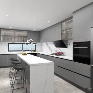 Armoire murale élégante de style rétro français, sur mesure, en <span class=keywords><strong>vert</strong></span> <span class=keywords><strong>olive</strong></span> et blanc, avec portes en verre cannelé ovales - Product Image 4