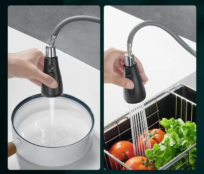 Pull Out Sink Kitchen Faucet Hot And Cold Water Taps Stainless Mixer Deck Mounted Water Faucet