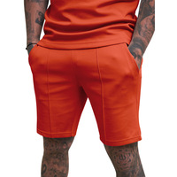 Pantalones Cortos Deportivos Casuales para Hombre, de Cintura Media, Color Sólido, 100% Poliéster