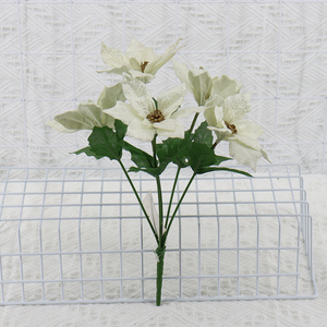 Ramo de flores artificiales de terciopelo con purpurina dorada, 5 unidades - Product Image 4
