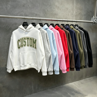 Sweat à capuche personnalisé avec logo brodé appliqué, coupe ample et oversize pour homme, sweat à capuche épais et court