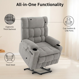 Poltrona Elettrica Reclinabile Moderna con Telecomando per Anziani, Funzione Massaggio, Regolazione Illimitata delle Posizioni, Rivestimento in Tessuto - Product Image 1