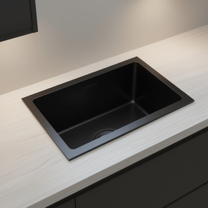 Fregadero de Cocina de Acero Inoxidable Negro, de un Solo Tazón, para Instalar Bajo Encimera, Acabado Mate, Diseño Contemporáneo, Fácil de Limpiar - Product Image 2