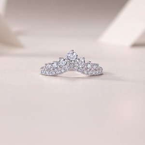 Queen Crown S925 cincin pernikahan perak wanita, pita berlian Moissanite untuk wanita elegan dan mewah - Product Image 5