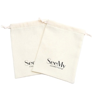 Sac cadeau en coton écologique avec logo imprimé personnalisé, sac en coton mousseline réutilisable, pochette anti-poussière, sacs cadeaux de Noël - Product Image 1