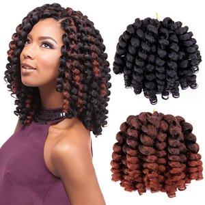 AliLeader 8" Short Bob Synthetic Heat Resistant Fiber Jamaican Bounce Crochet Braids Hair Extension Jumpy Wand Curl Crochet Hair