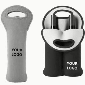 Sac fourre-tout isotherme en néoprène pour deux bouteilles de vin ou d'eau, avec poignée de transport sécurisée - Product Image 1