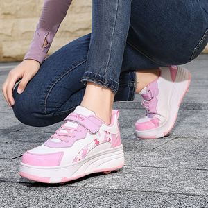 Helios Roller Skate Shoes Pink Platform Anti Slippery Double Row Wheels For Kids Teens Adults - Product Image 4