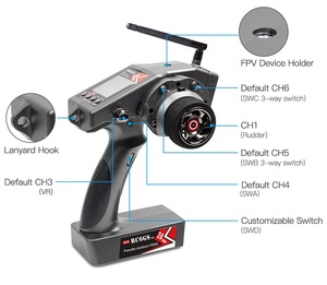 <span class=keywords><strong>Radiolink</strong></span> <span class=keywords><strong>RC6GS</strong></span> <span class=keywords><strong>V2</strong></span> 2.4G 6 canaux émetteur radio avec récepteur R7FG Gyro Télémétrie incluse Télécommande pour voiture RC Bateau - Product Image 3
