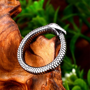 Simple Fashion <b>Men</b> Round <b>Ring</b> Jewelry Stainless Steel Snake Hoop Finger <b>Ring</b> - Product Image 2