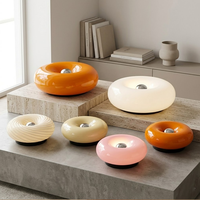 Lámpara de Pared LED Creativa de Vidrio con Interruptor Táctil, Recargable, para Sala de Estar, Dormitorio u Oficina, con Forma de Donut, Color Crema Naranja