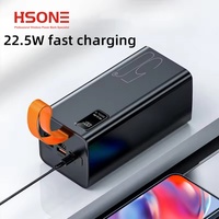 Batterie externe Li-Polymère 50000 mAh à affichage numérique, charge rapide 20W, 4 ports USB, Micro USB, Type-C, haute capacité, charge sans fil