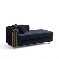 Canapé chaise longue moderne en velours de 67 pouces avec accoudoir gauche, coussin décoratif, capitonnage boutonné, design résistant aux rayures, luxe pour salon et chambre à coucher