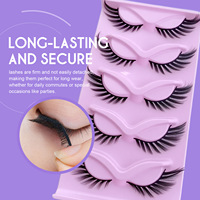 Faux cils pré-encollés ailés style manga, lot multi-paires, bande en coton noir, volume bouclé et moelleux, auto-adhésifs, vente en gros