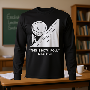 T-shirt à manches longues How I Roll Sisyphus Mythology, cadeau pour professeur de littérature anglaise - Product Image 3