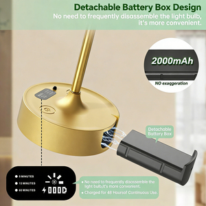 15-Color <b>RGB</b> Detachable Battery LED Wall Lamp, Rechargeable Touch Dimming <b>Control</b>, Modern Style Bedside Lamp - Product Image 4