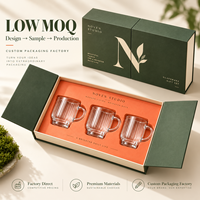 Boîtier en carton rigide estampé pour collections de verrerie, avec porte double et recyclable