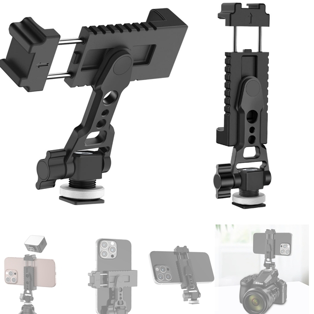 Medarig Phone Tripod Mount Holder for iPhone Camera Cold Shoe Mount Compatible for iPhone Android Sony Canon DJI