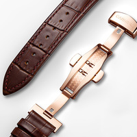 Montre-bracelet I&W Carnival OEM ODM pour homme, motif Coq du Zodiaque, cadran artistique peint à la main, boîtier en acier or rose, bracelet en cuir, logo personnalisé