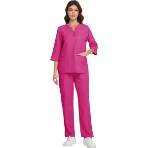 Hospital Scrub Set Women Split Woven Moisture Wicking Uniforms For Medical Use - Product Image 3