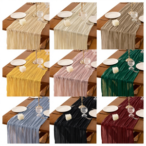 Fornitura di Stock di garza fucsia traslucido da tavolo Runner in maglia di stoffa tovaglia per la casa per la torta di nozze formaggio tovaglia - Product Image 1