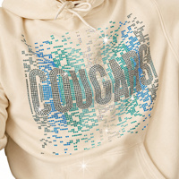 Transfert thermocollant en strass pour fans de musique, lettrage en cristal bleu sarcelle, à repasser sur les sweats à capuche, pour la décoration de tenues de concert, vente en gros