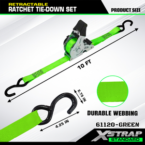 Xstrap Promotion : Sangles à cliquet rétractables de 1 pouce et 10 pieds avec crochets en S pour le contrôle de cargaison et les motos - Product Image 4